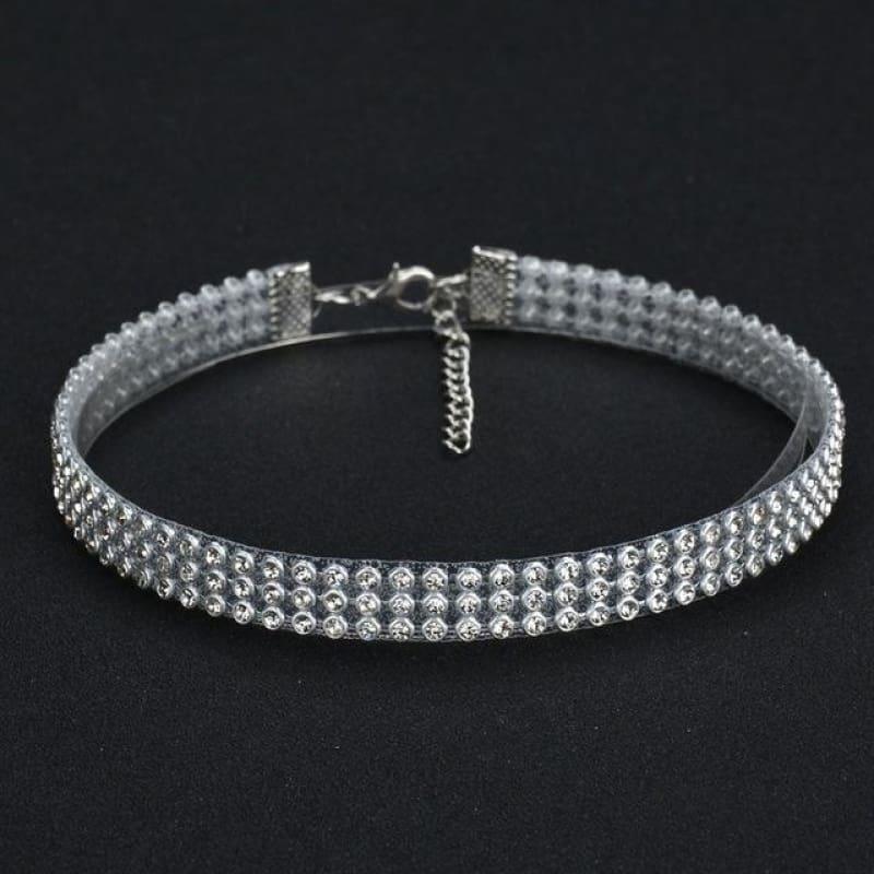 Elegant Wide Crystal Rhinestone Choker Necklace - 1