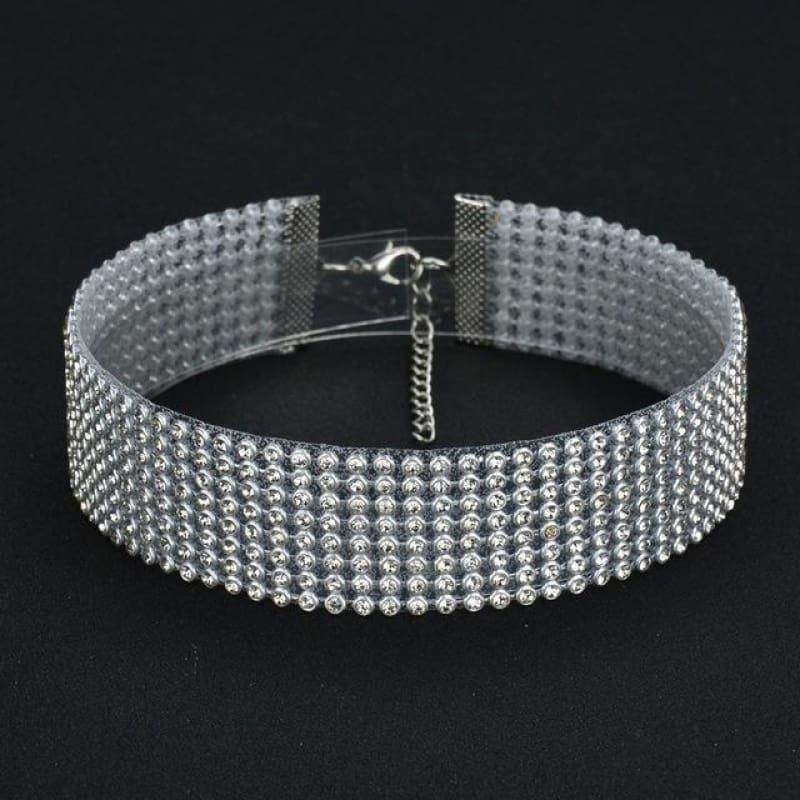 Elegant Wide Crystal Rhinestone Choker Necklace - 3