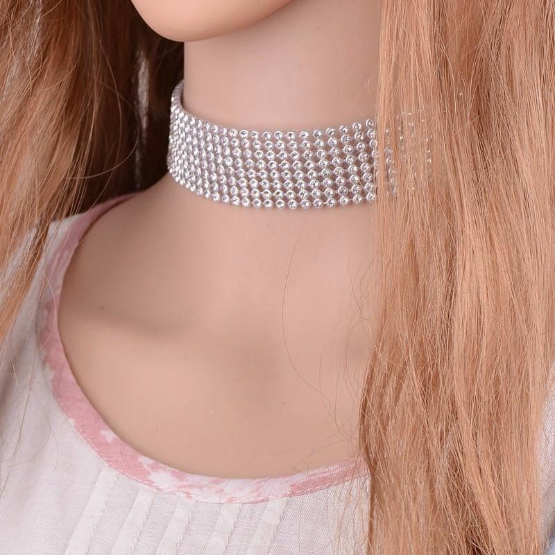 Elegant Wide Crystal Rhinestone Choker Necklace