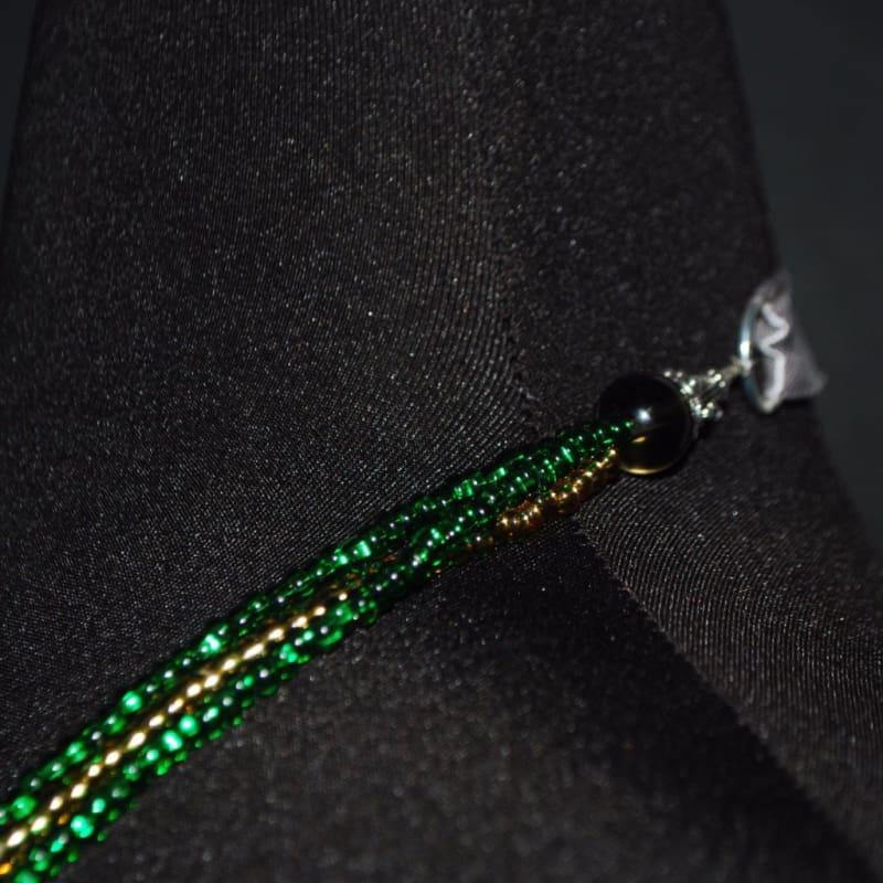 Emerald and Gold Boho Necklace - Handmade