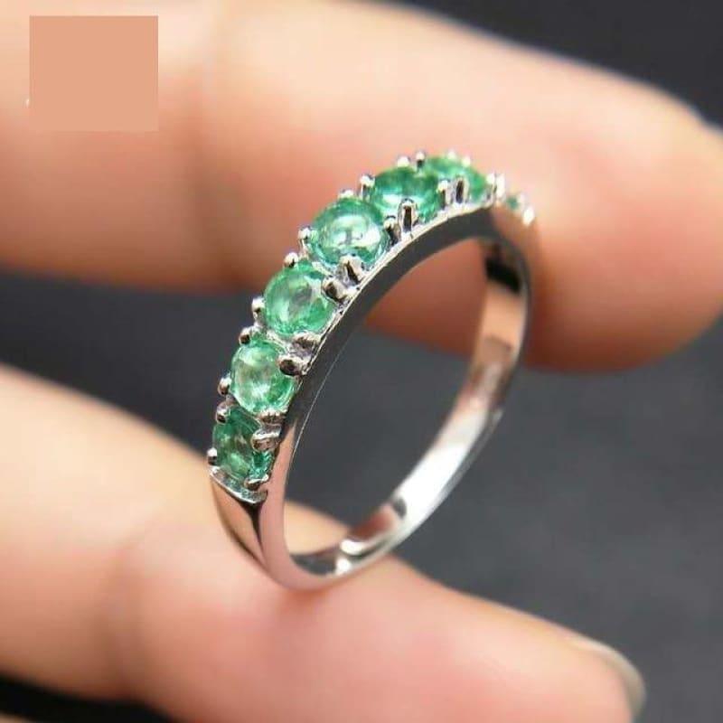 Emerald Gemstone 925 Sterling Silver Fine Jewelry Ring - Green / Resizable - ring