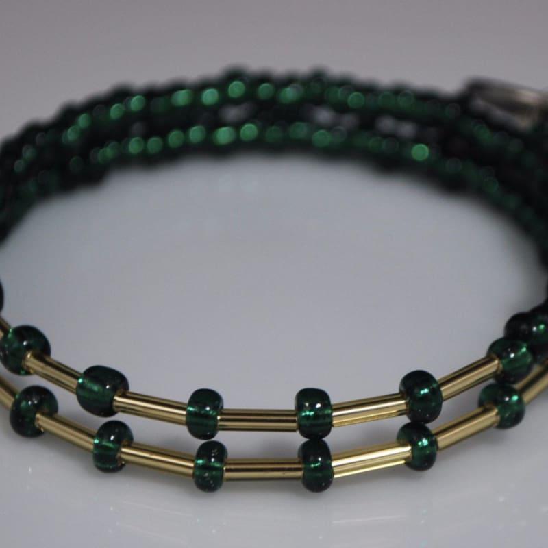 Emerald Gold Ascent Memory Wire Bracelets - Handmade