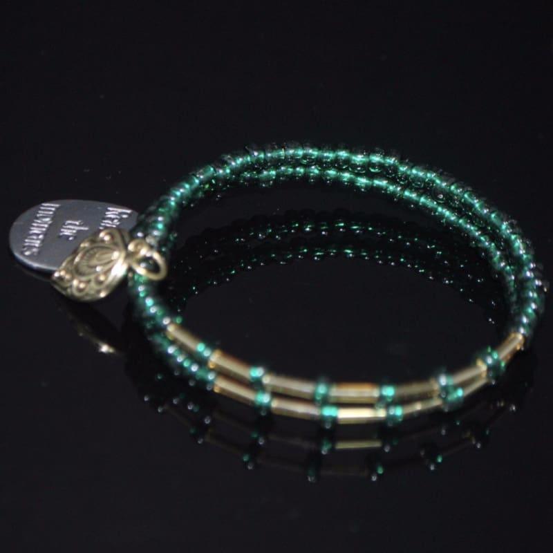Emerald Gold Ascent Memory Wire Bracelets - Handmade