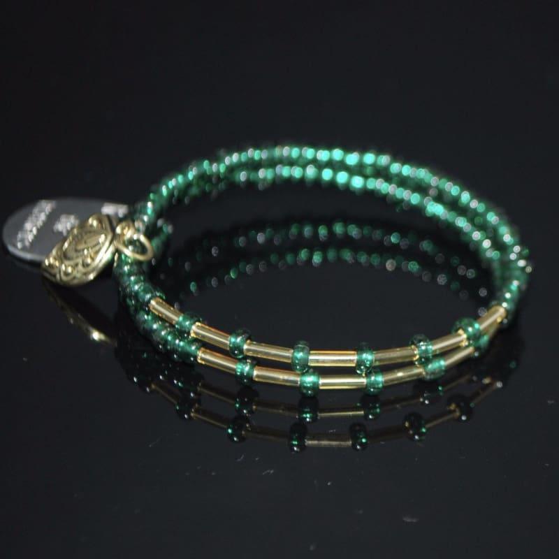 Emerald Gold Ascent Memory Wire Bracelets - Handmade