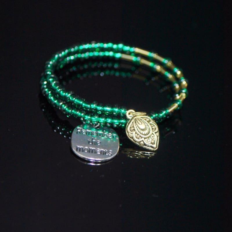 Emerald Gold Ascent Memory Wire Bracelets - Handmade