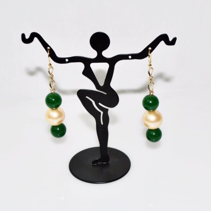 Emerald Green With Yellow Shell Dangle Earrings - Earrings