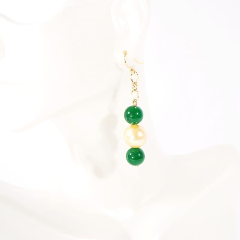 Emerald Green With Yellow Shell Dangle Earrings - Earrings