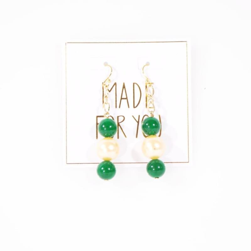 Emerald Green With Yellow Shell Dangle Earrings - Earrings