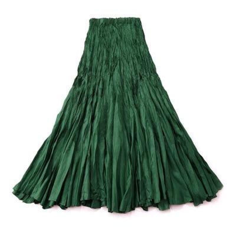 Empire Waist Pleated Elastic Skirt - green / One Size - skirt