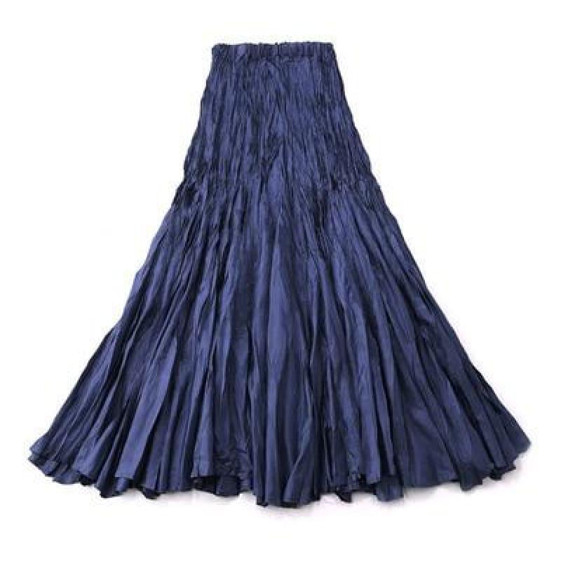 Empire Waist Pleated Elastic Skirt - Hide blue / One Size - skirt