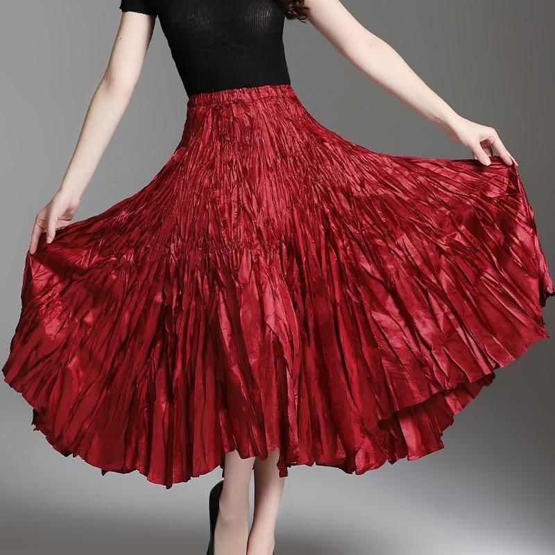 Empire Waist Pleated Elastic Skirt - skirt