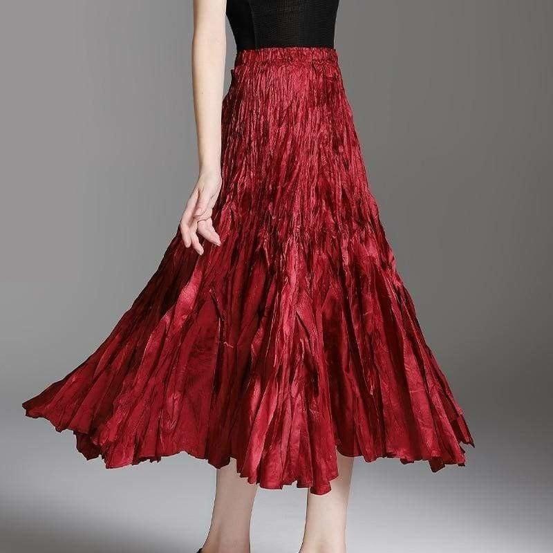 Empire Waist Pleated Elastic Skirt - skirt