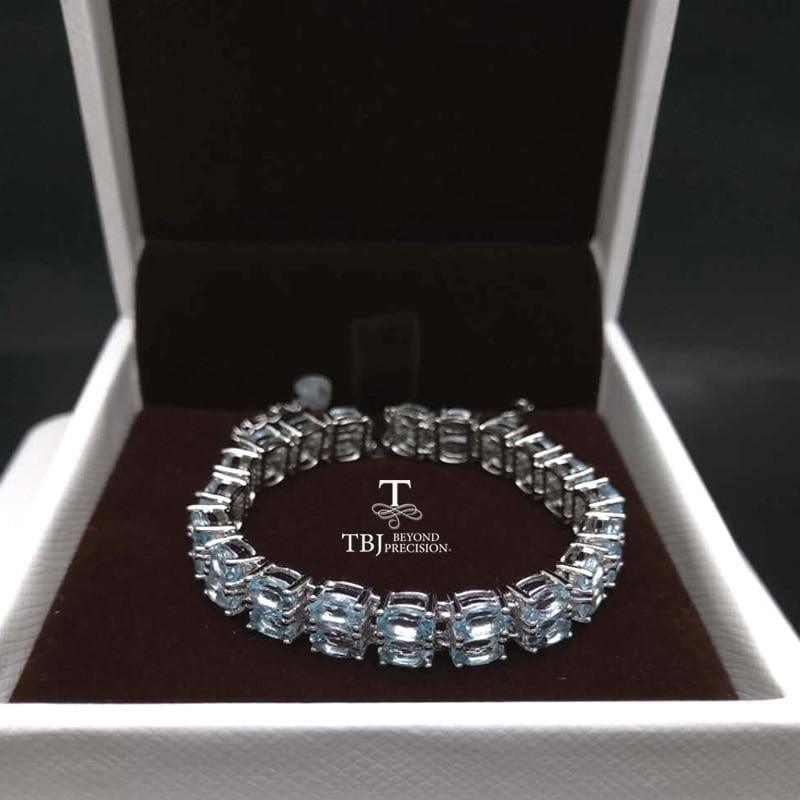 Exquisite 12ct Sky Blue Topaz 925 sterling Silver Gemstone Bracelet - bracelets