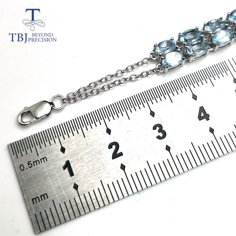 Exquisite 12ct Sky Blue Topaz 925 sterling Silver Gemstone Bracelet - bracelets