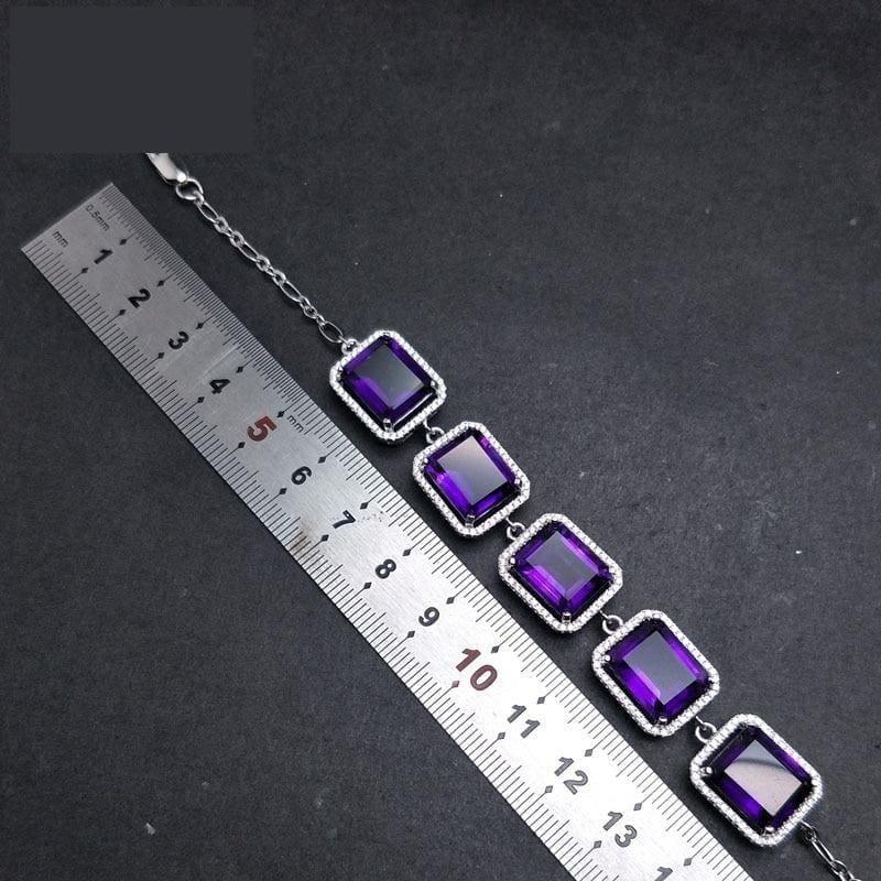 Exquisite African Amethyst Gemstone 925 Silver Earrings Bracelets Pendant Jewelry Gift Set - jewelry set