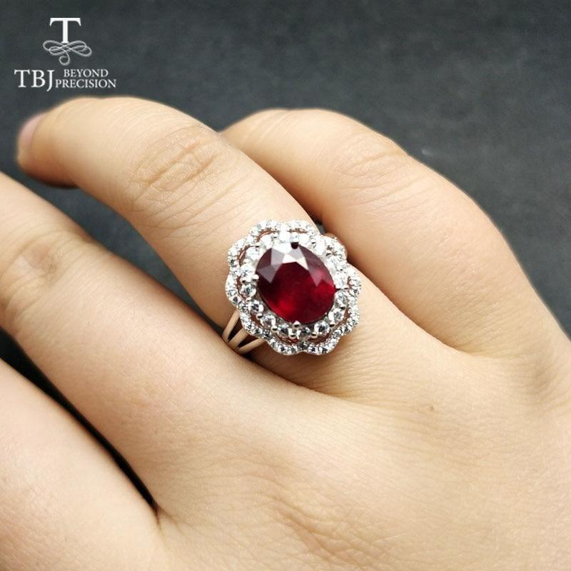 Exquisite Genuine Shiny Red Ruby 925 Sterling Silver Gemstone Ring - rings