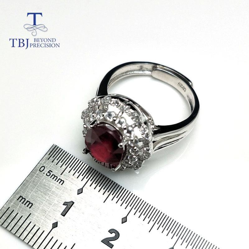 Exquisite Genuine Shiny Red Ruby 925 Sterling Silver Gemstone Ring - rings