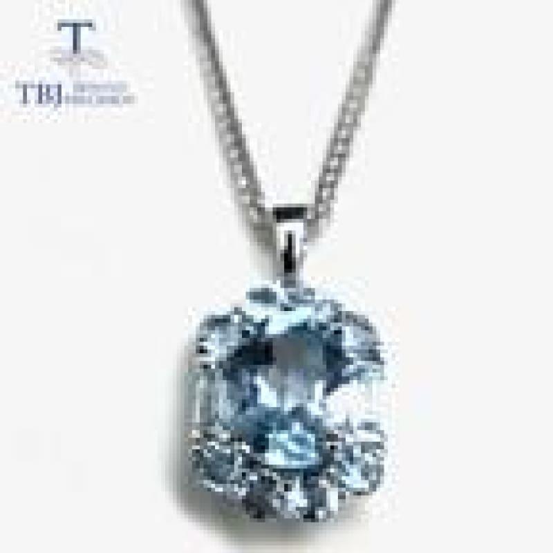 Exquisite Sky Blue Topaz Elegant Pendant Earrings Gemstone Jewelry Set - pendant / 45cm - Jewelry set