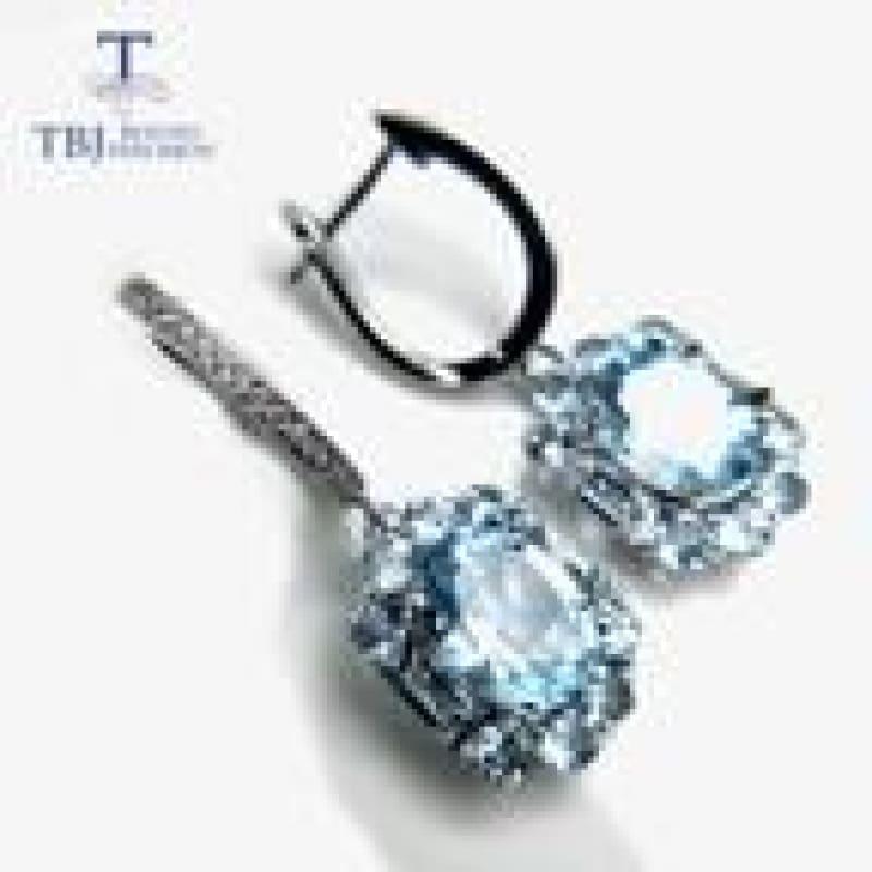 Exquisite Sky Blue Topaz Elegant Pendant Earrings Gemstone Jewelry Set - earring / 45cm - Jewelry set