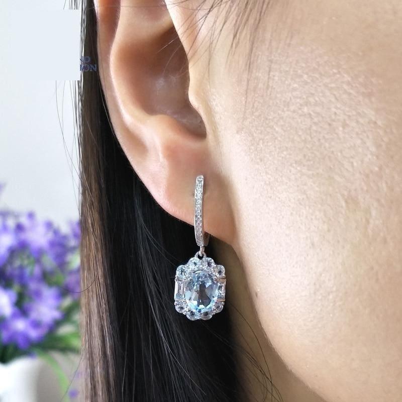 Exquisite Sky Blue Topaz Elegant Pendant Earrings Gemstone Jewelry Set - Jewelry set