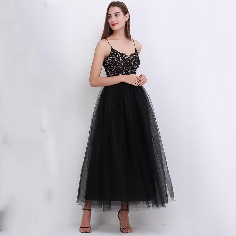 Fairy Style Four Layers Voile Tulle Skirt Lace Princess Long Tutu Skirts - TeresaCollections
