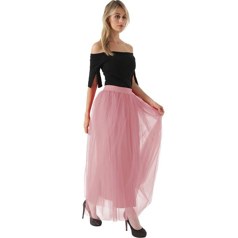 Fairy Style Four Layers Voile Tulle Skirt Lace Princess Long Tutu Skirts - TeresaCollections