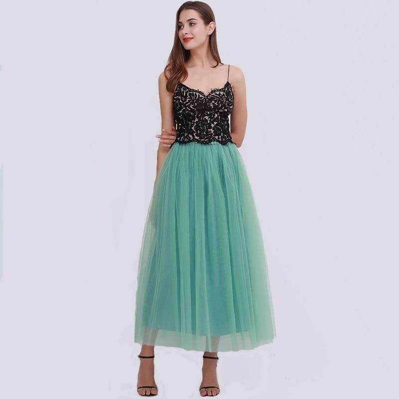Fairy Style Four Layers Voile Tulle Skirt Lace Princess Long Tutu Skirts - TeresaCollections