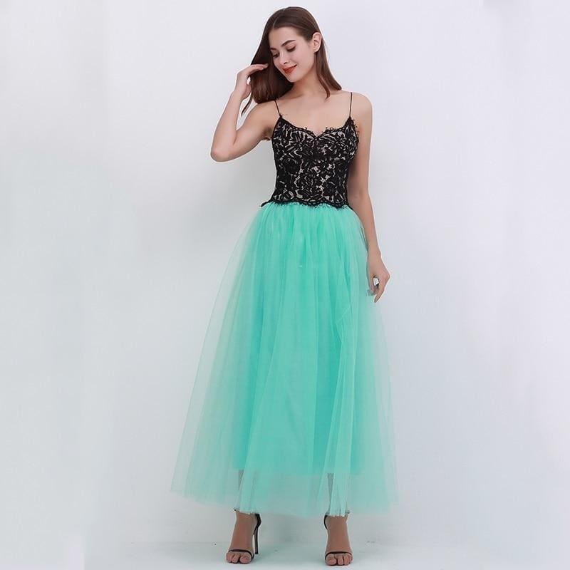 Fairy Style Four Layers Voile Tulle Skirt Lace Princess Long Tutu Skirts - TeresaCollections