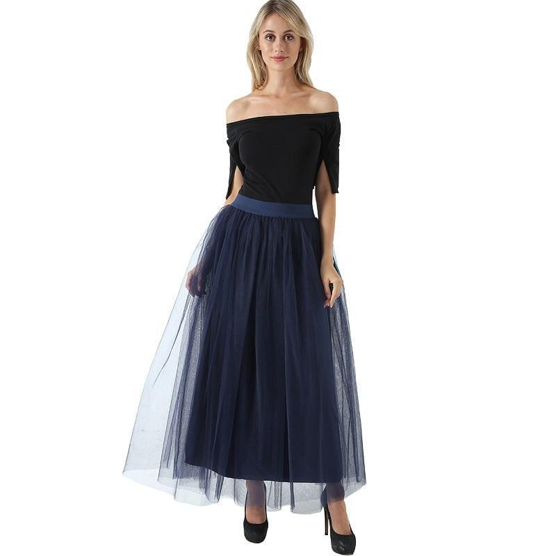 Fairy Style Four Layers Voile Tulle Skirt Lace Princess Long Tutu Skirts - TeresaCollections