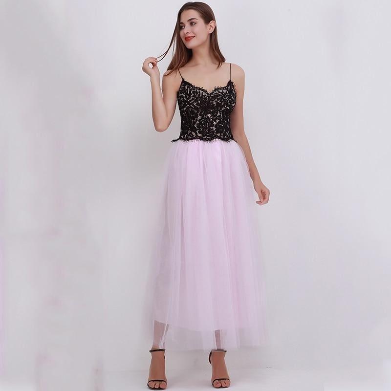 Fairy Style Four Layers Voile Tulle Skirt Lace Princess Long Tutu Skirts - TeresaCollections