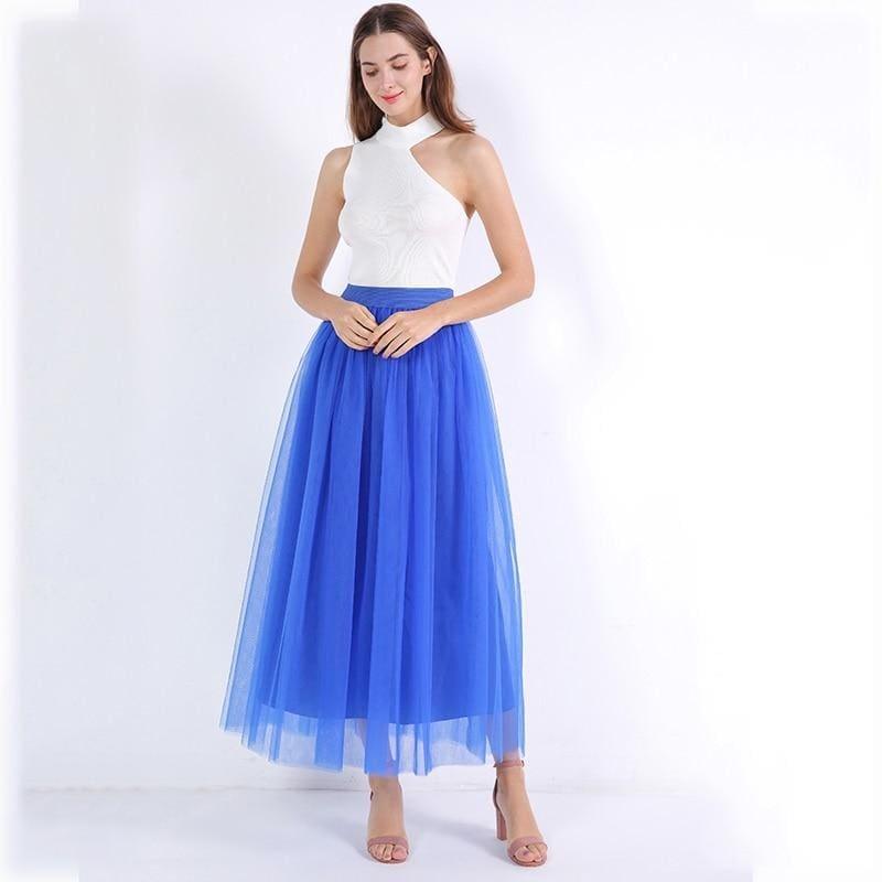 Fairy Style Four Layers Voile Tulle Skirt Lace Princess Long Tutu Skirts - TeresaCollections