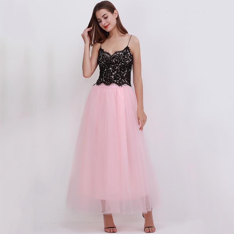 Fairy Style Four Layers Voile Tulle Skirt Lace Princess Long Tutu Skirts - TeresaCollections