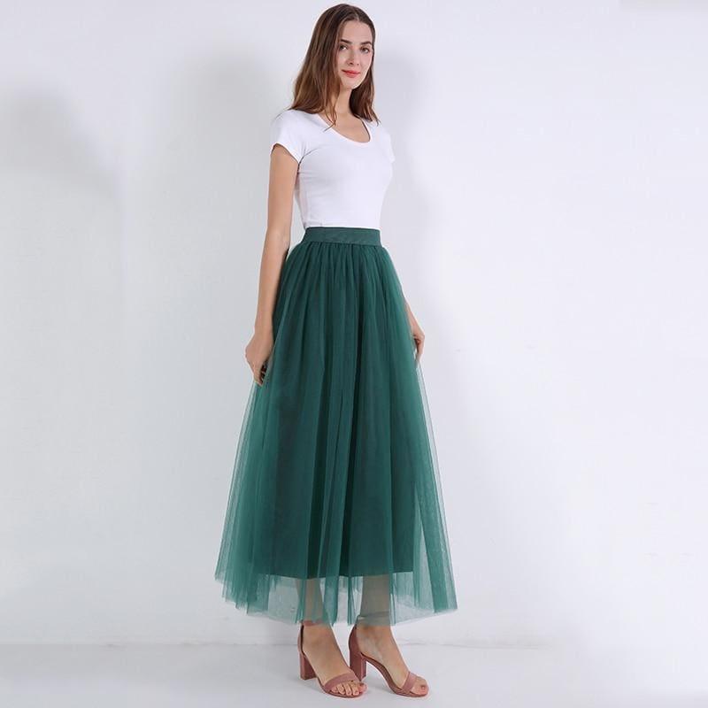 Fairy Style Four Layers Voile Tulle Skirt Lace Princess Long Tutu Skirts - TeresaCollections