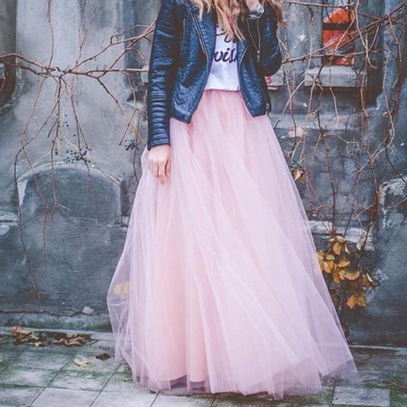 Fairy Style Four Layers Voile Tulle Skirt Lace Princess Long Tutu Skirts - TeresaCollections