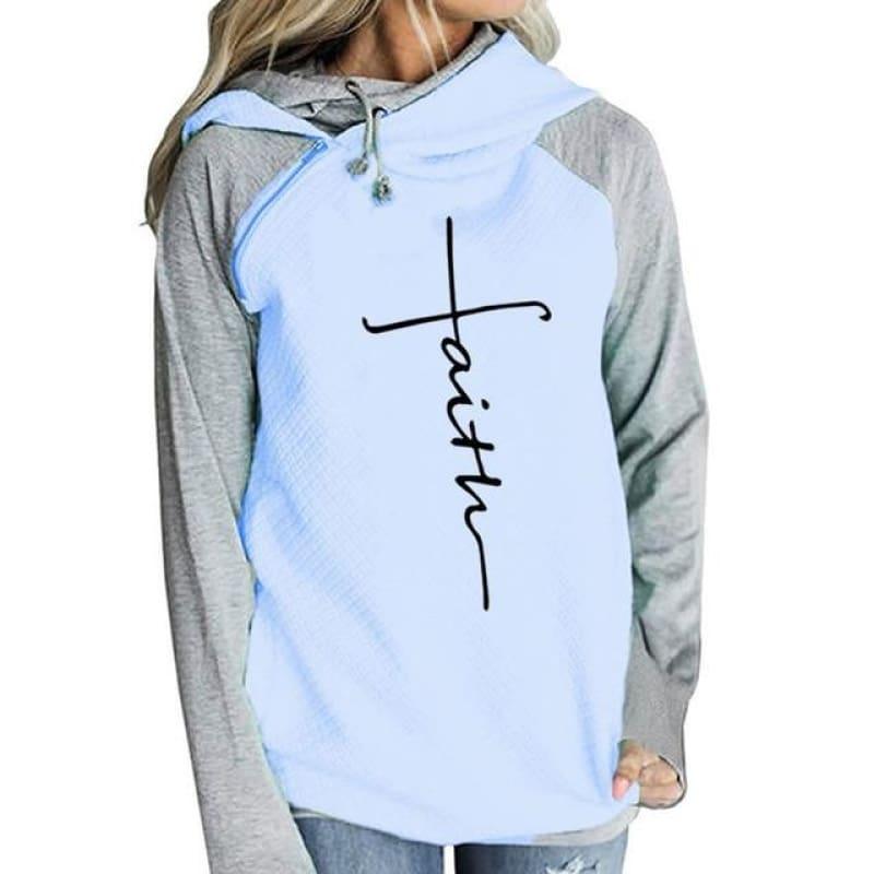 Faith Print Shirt Hooded Women's T-Shirt - TeresaCollections