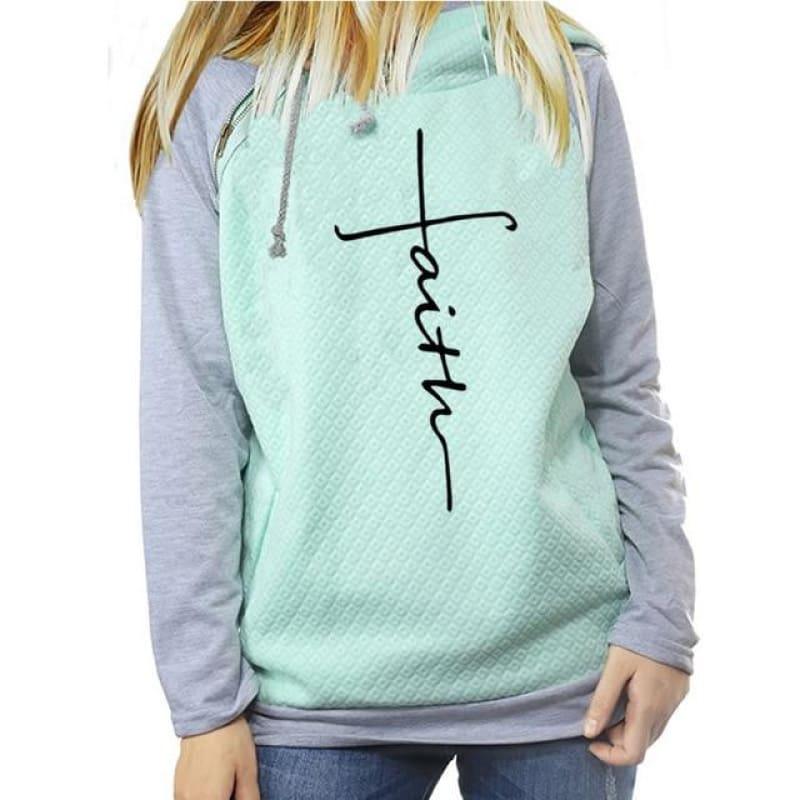 Faith Print Shirt Hooded Women's T-Shirt - TeresaCollections