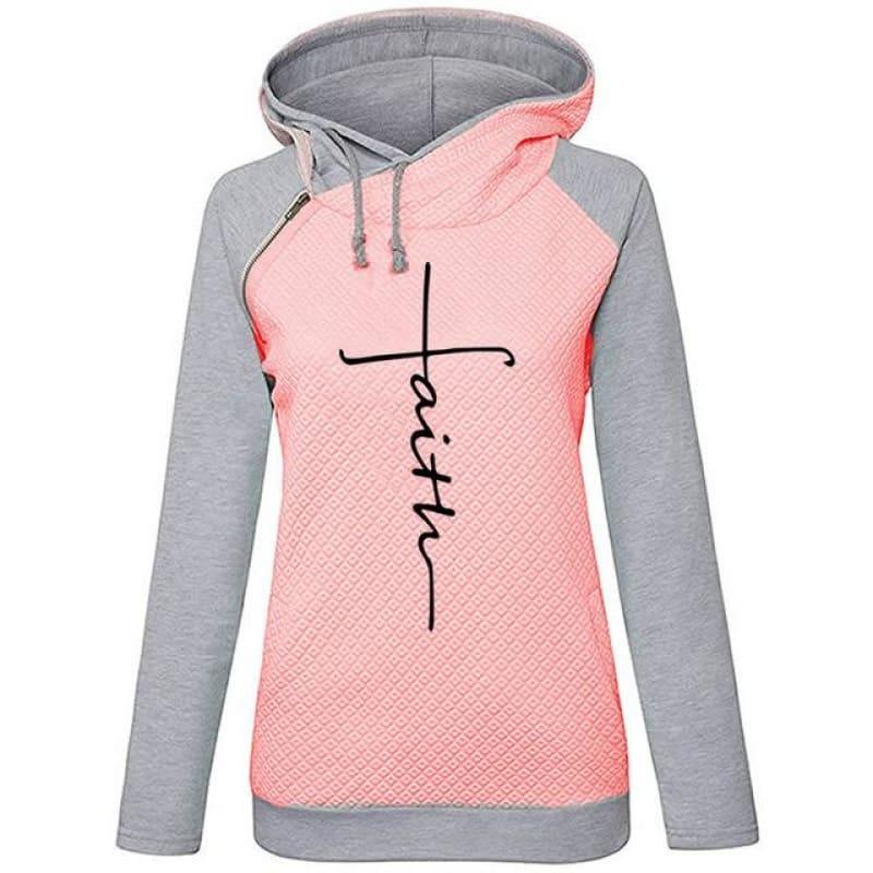 Faith Print Shirt Hooded Women's T-Shirt - TeresaCollections