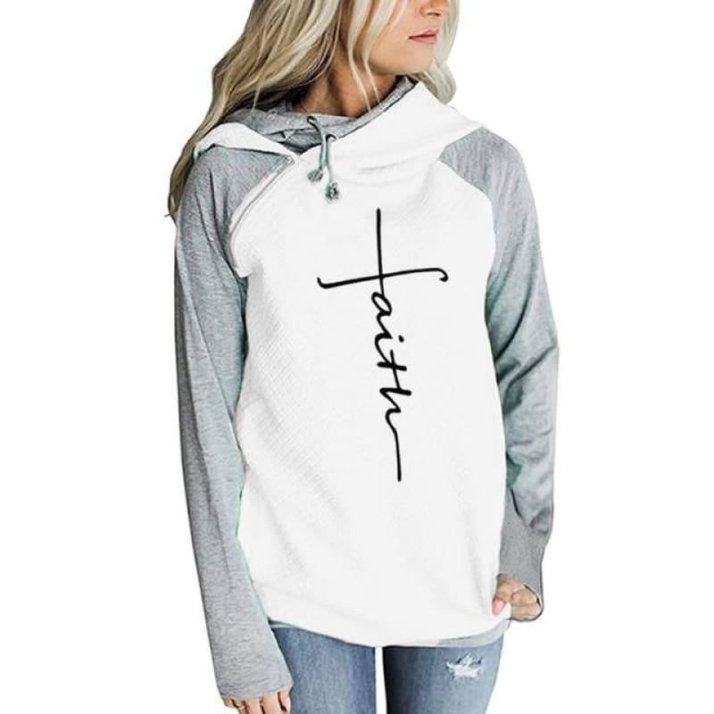 Faith Print Shirt Hooded Women's T-Shirt - TeresaCollections
