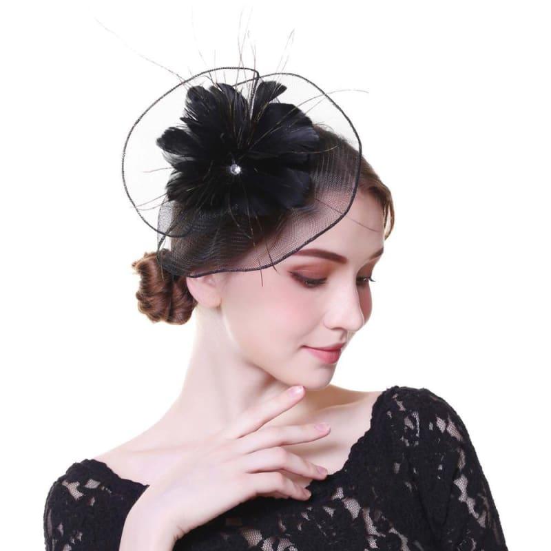 Fascinators Flower Mesh Ribbons Feathers Royal Elegant Fedoras Hat - TeresaCollections