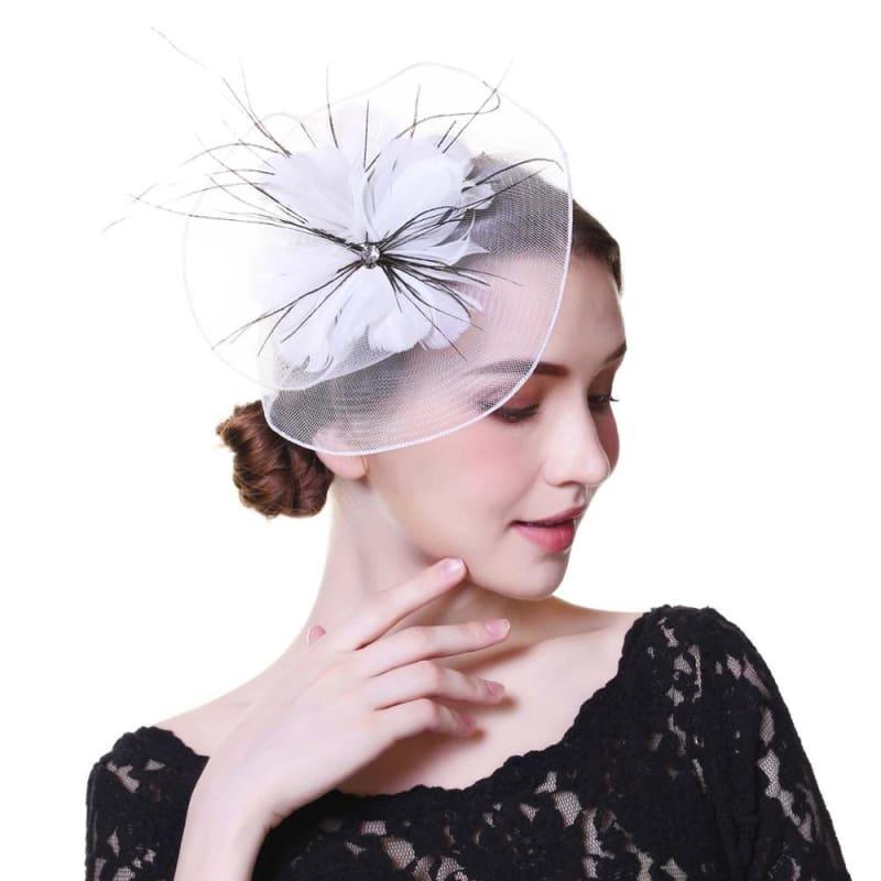 Fascinators Flower Mesh Ribbons Feathers Royal Elegant Fedoras Hat - TeresaCollections