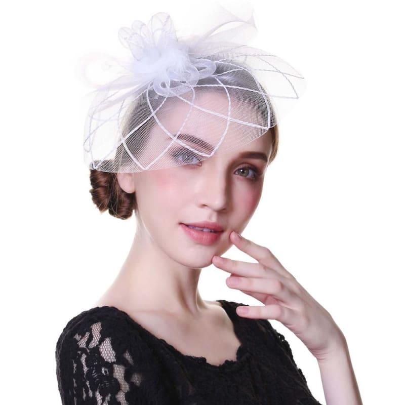 Fascinators Flower Mesh Ribbons Feathers Royal Elegant Fedoras Hat - TeresaCollections