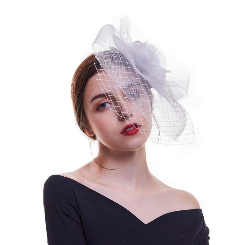 Fascinators Flower Mesh Ribbons Feathers Royal Elegant Fedoras Hat - TeresaCollections