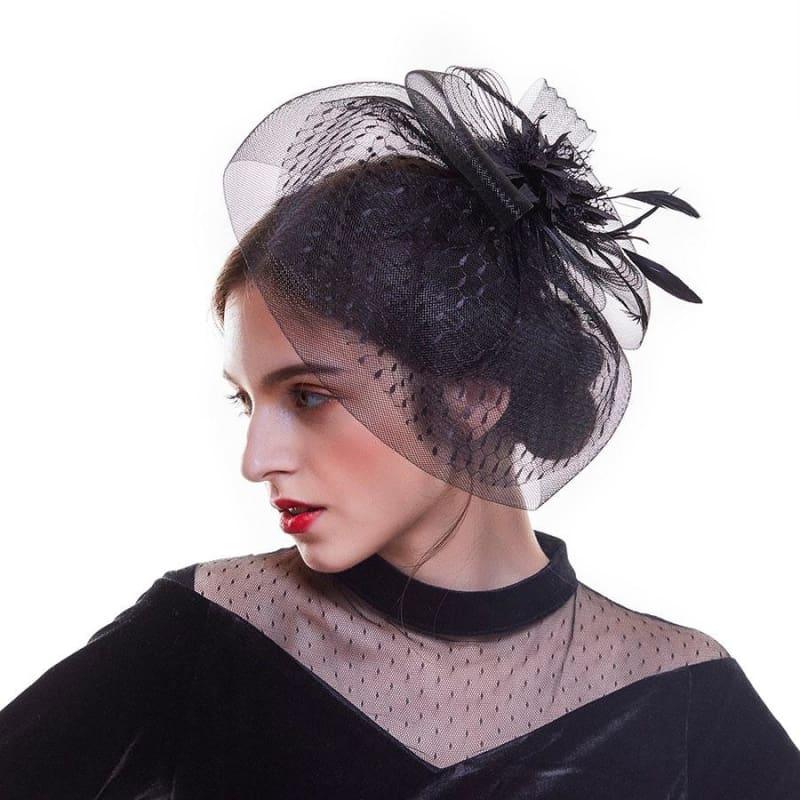 Fascinators Flower Mesh Ribbons Feathers Royal Elegant Fedoras Hat - TeresaCollections