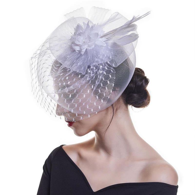 Fascinators Flower Mesh Ribbons Feathers Royal Elegant Fedoras Hat - TeresaCollections