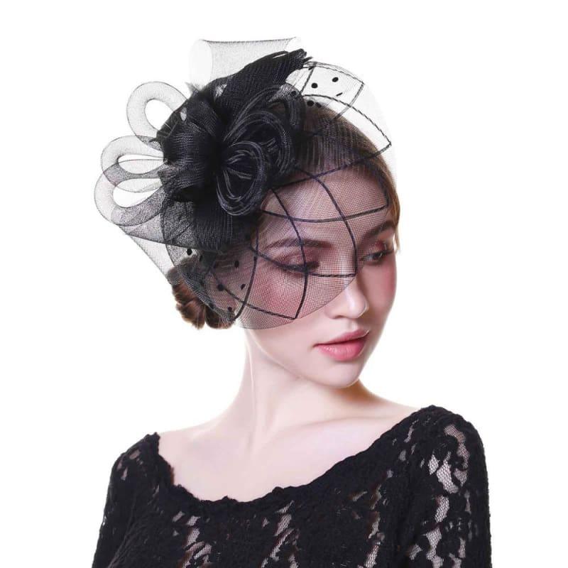 Fascinators Flower Mesh Ribbons Feathers Royal Elegant Fedoras Hat - TeresaCollections