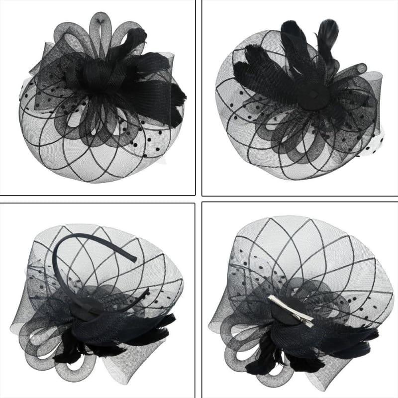 Fascinators Flower Mesh Ribbons Feathers Royal Elegant Fedoras Hat - TeresaCollections