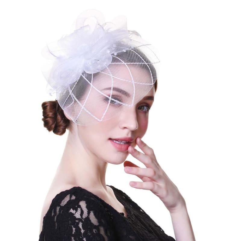 Fascinators Flower Mesh Ribbons Feathers Royal Elegant Fedoras Hat - TeresaCollections