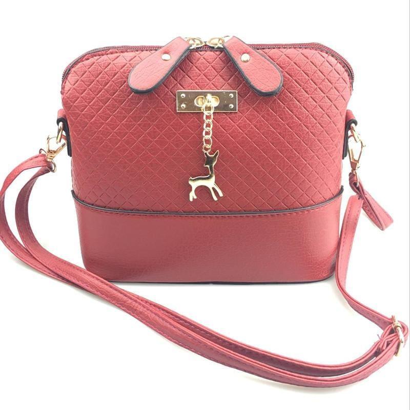 Fashion Mini Bag With Deer Toy Shell Shape Small Messenger Crossbody HandBag - Red - HandBag