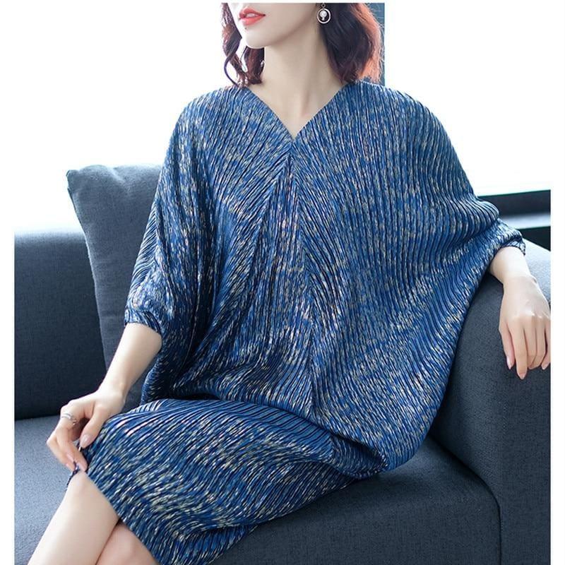 Fashion Pleated Midi Sweater Dress - women Sweater