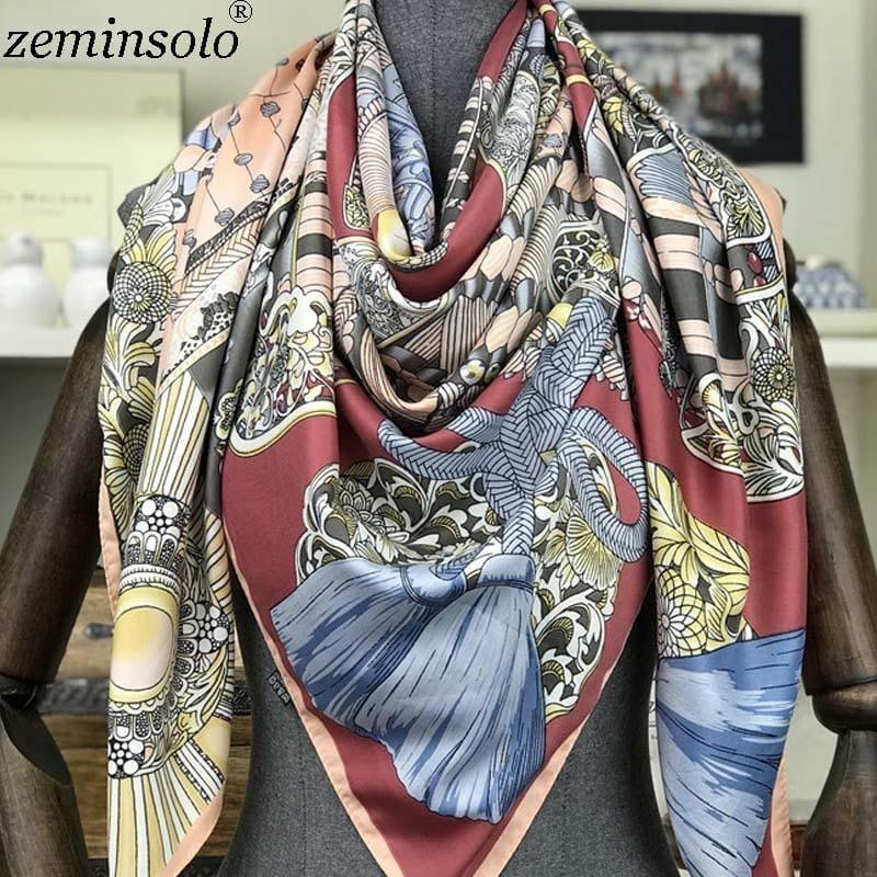 Fashion Square Silk Foulard Printed Bandana Scarf - TeresaCollections